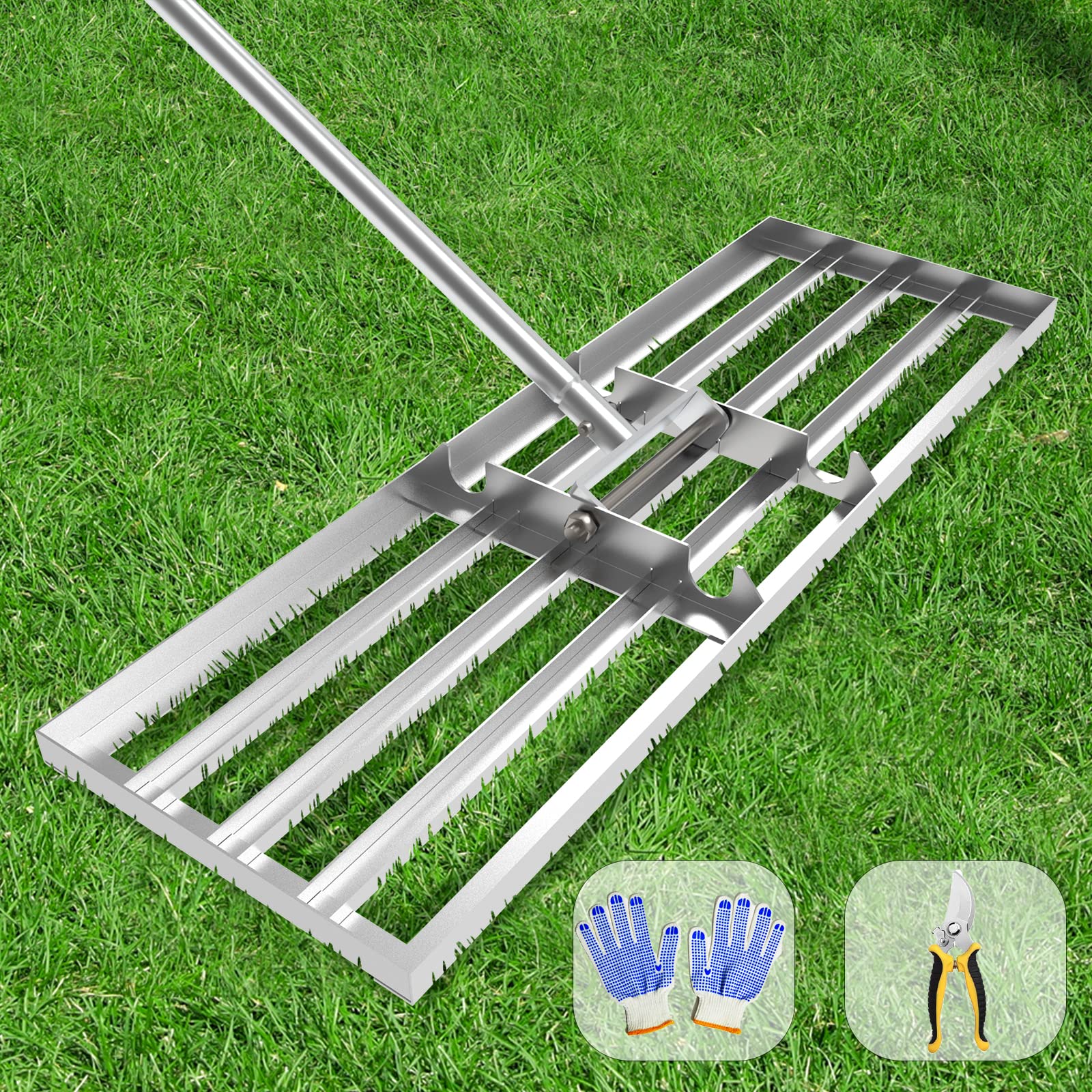 Dremmt front view of leveler showing stainless blade for even results