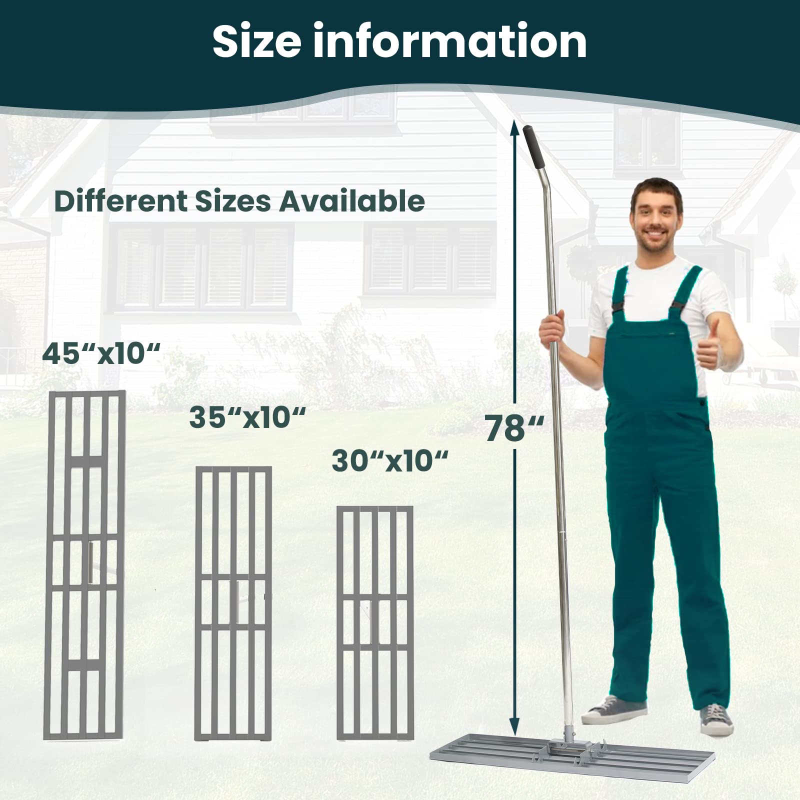 Dremmt size comparison showing 30, 35, and 45 inch options for yard fit