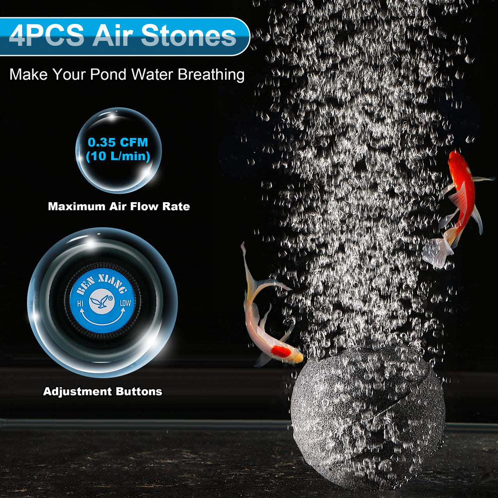 Dreyoo four airstones close-up, clear pores for consistent bubble diffusion benefit