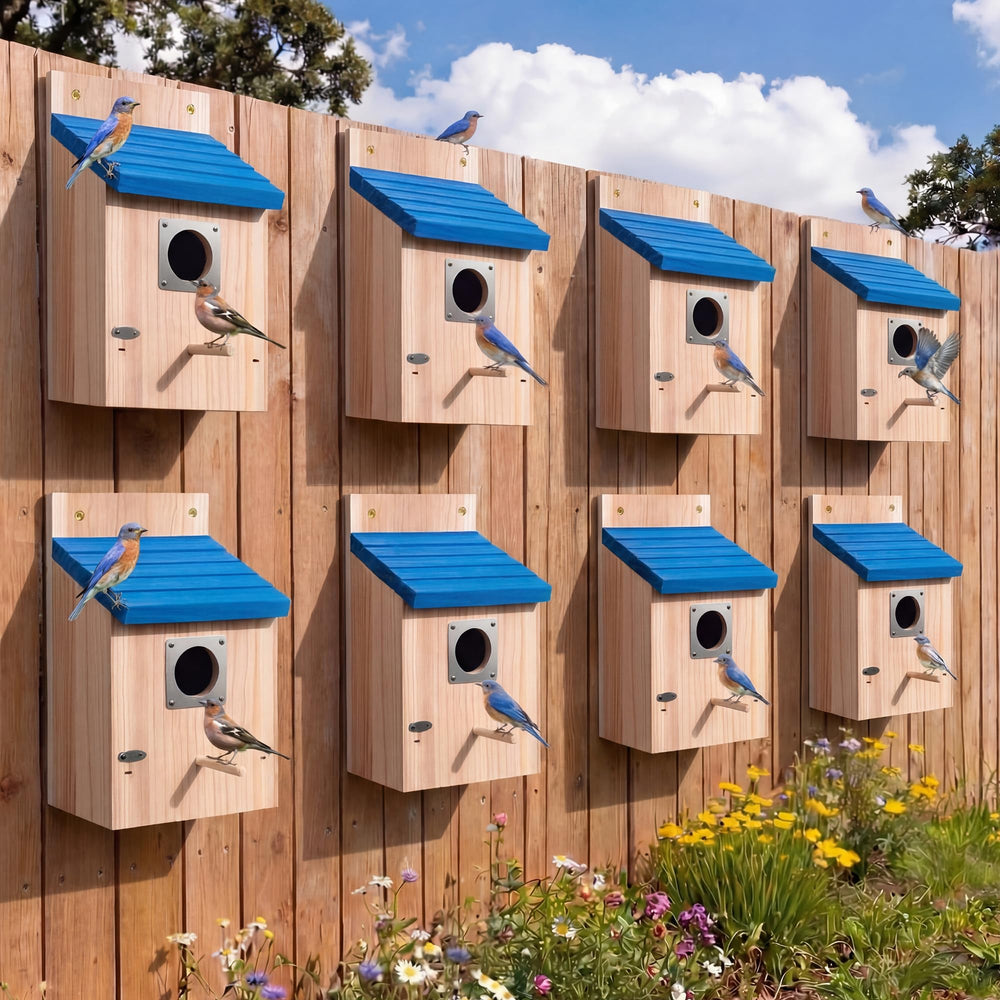 Dreyoo birdhouse held in hand showing size and lightweight build benefit