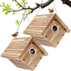 Dreyoo front view charcoal wren house showing entrance and elegant finish, invites nesting