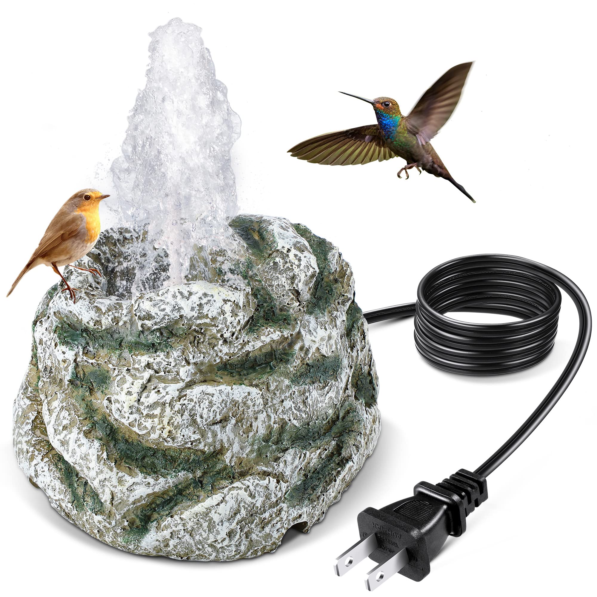 Dreyoo front view gray resin rock fountain showing natural look and curb appeal