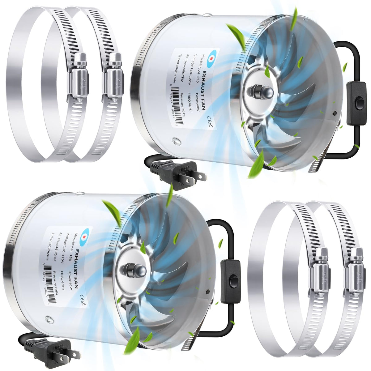 Dreyoo front view of 6 inch inline duct fan showing intake and stable airflow benefits