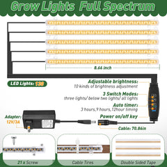 Dreyoo close-up of five full-spectrum LED grow lights providing even supplemental light for plants
