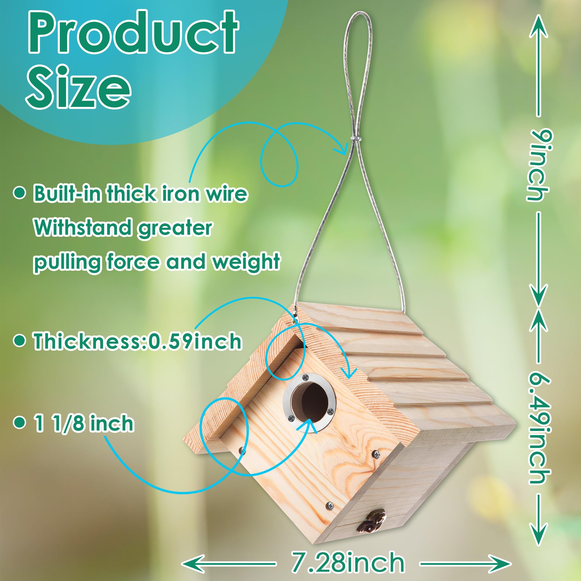 Dreyoo wren house hung on tree branch in yard attracting small songbirds to habitat