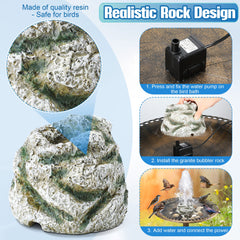 Dreyoo in bird bath lifestyle setting attracting birds and enhancing backyard ambiance