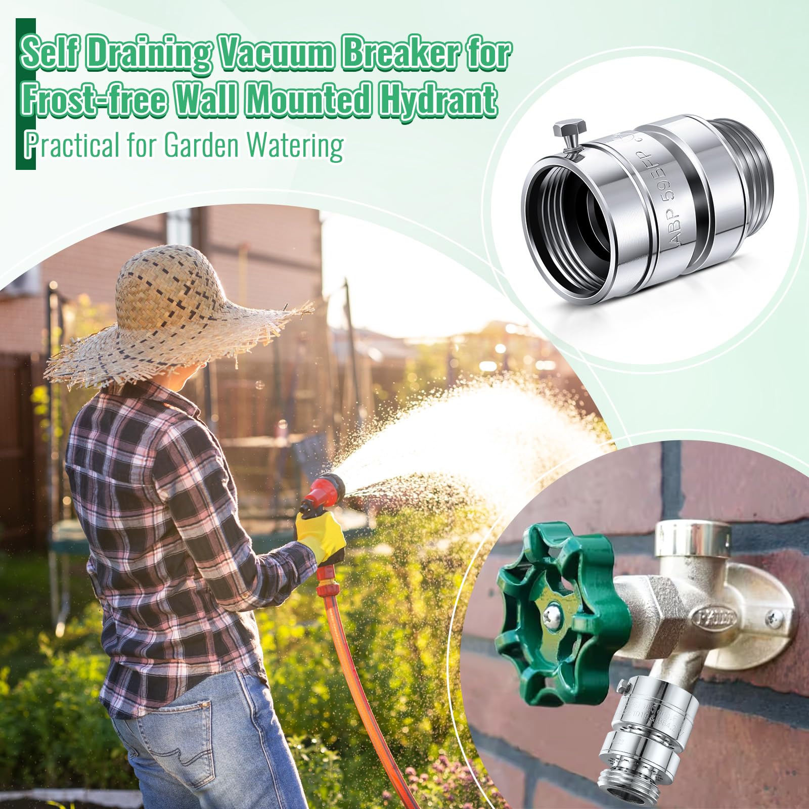 Dreyoo installed on a garden spigot demonstrating anti-siphon protection