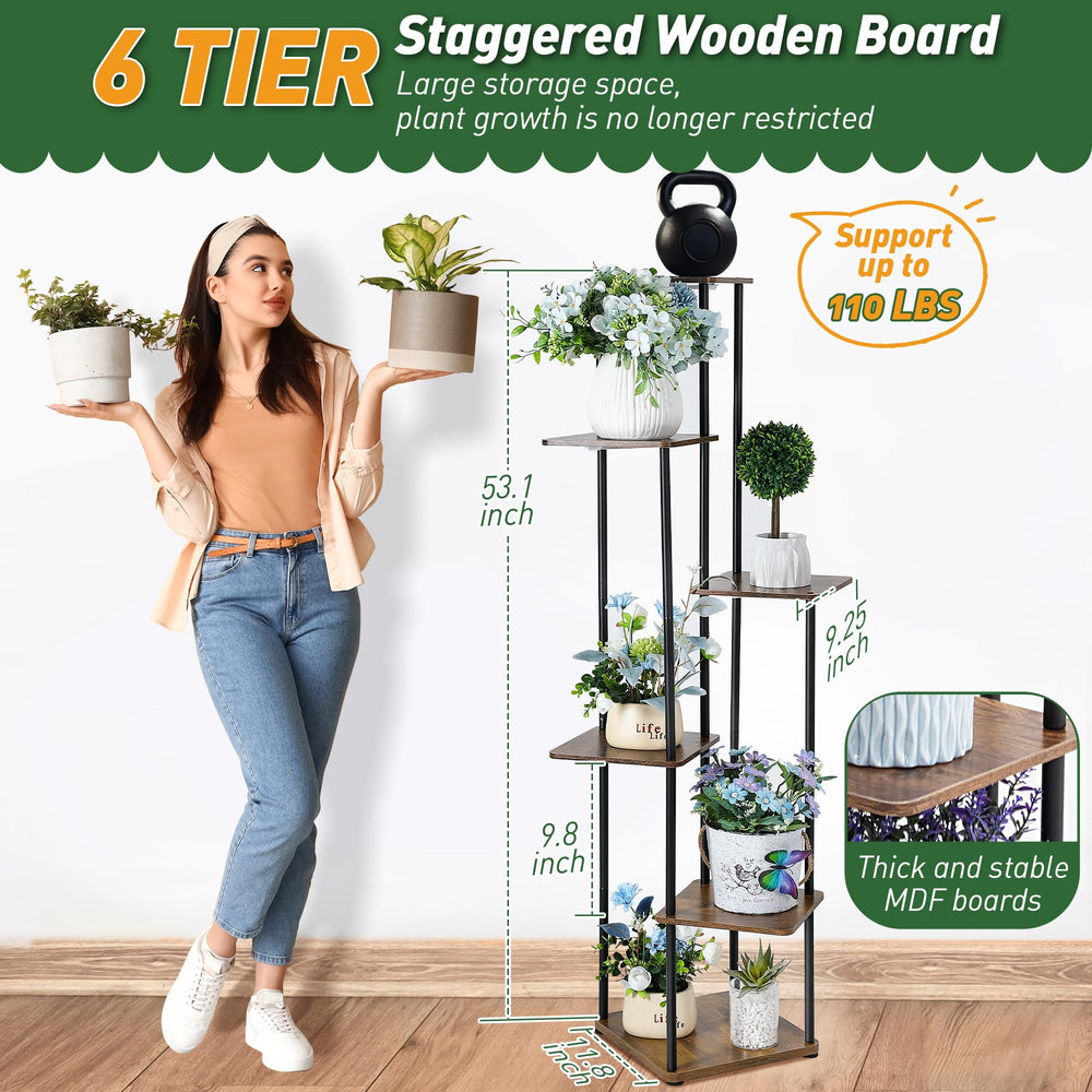 Dreyoo side profile revealing staggered shelves and space for tall plants, maximizing light exposure