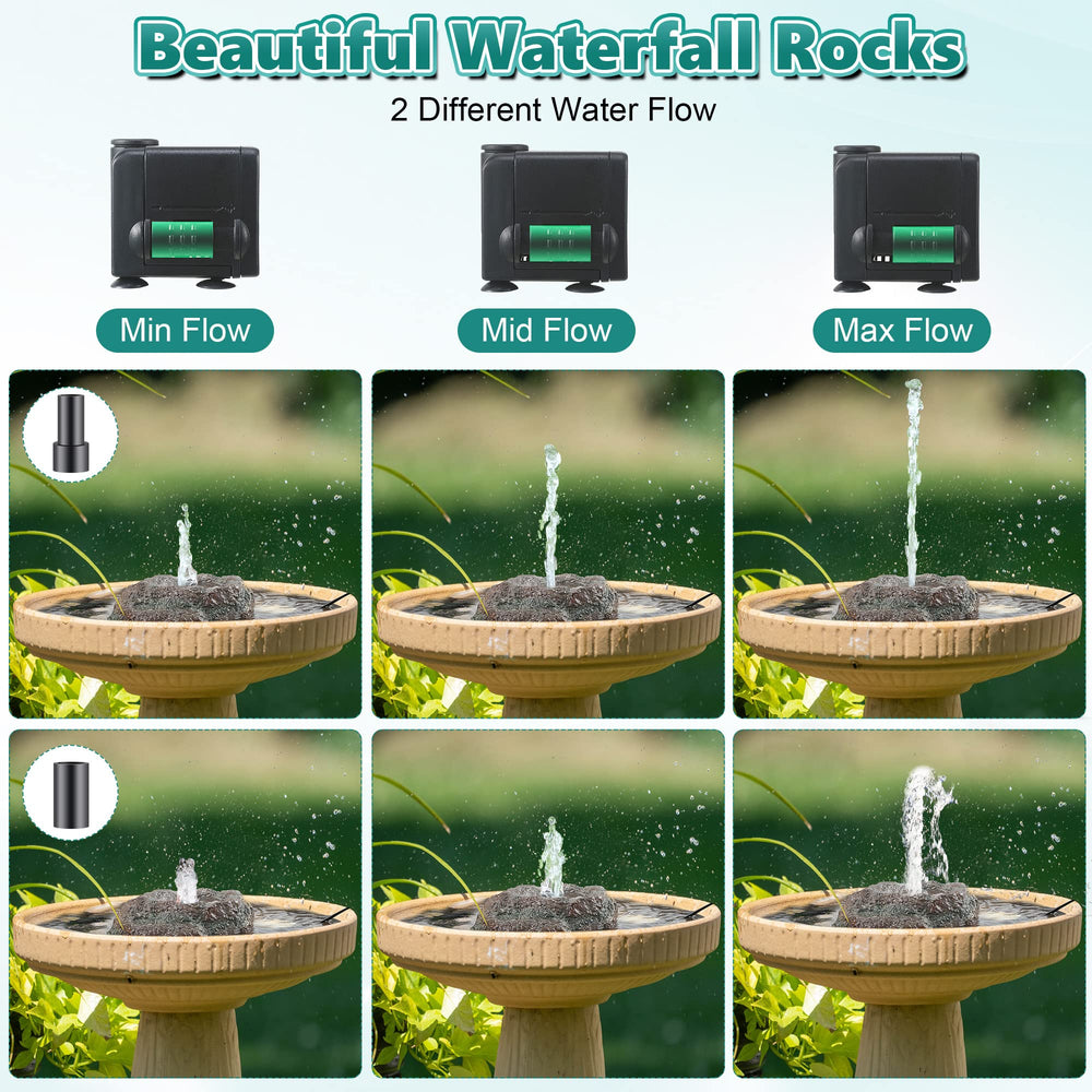 Dreyoo pump in birdbath demonstrating circulation and attraction for birds