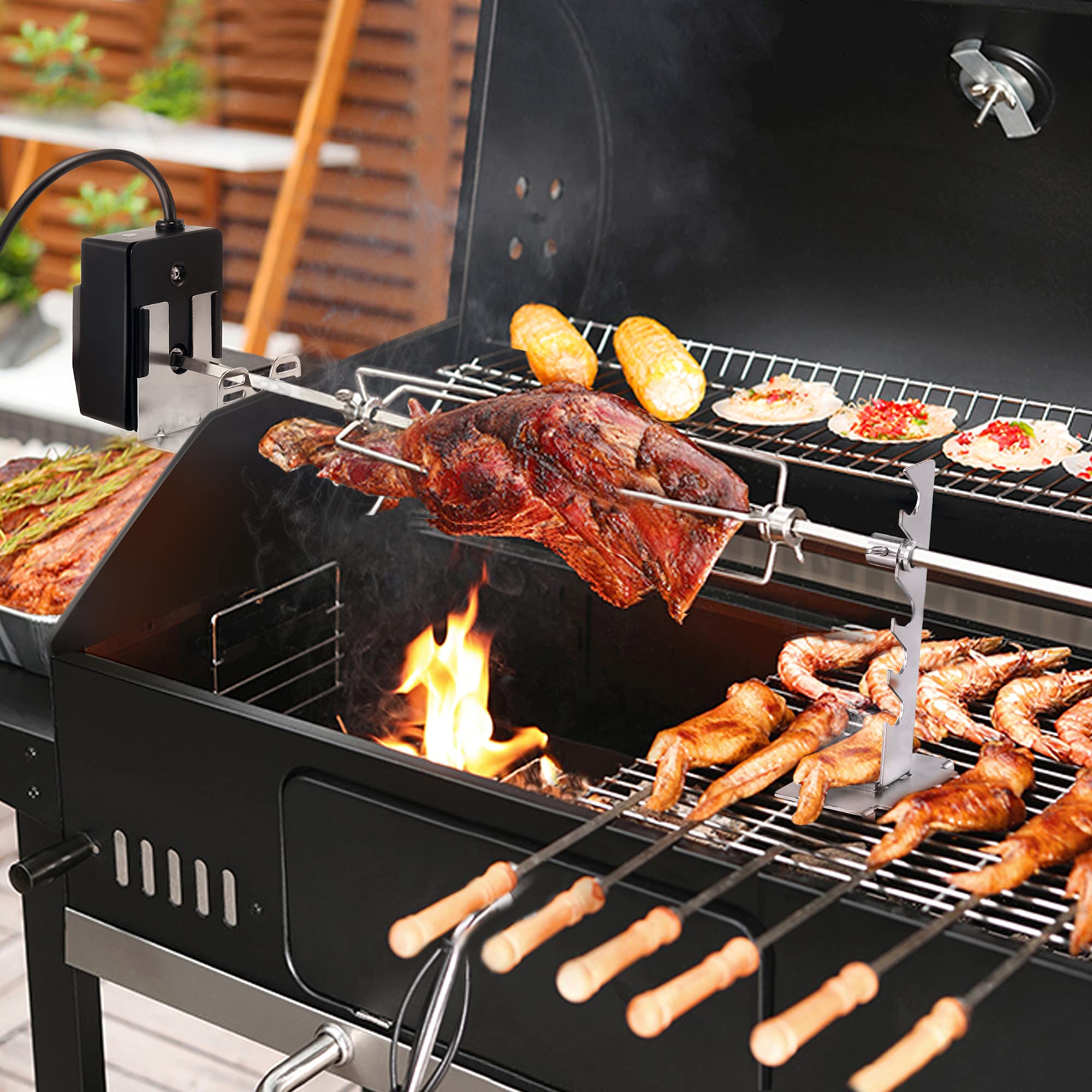 Dreyoo four-prong forks and screws securing meat firmly for even cooking