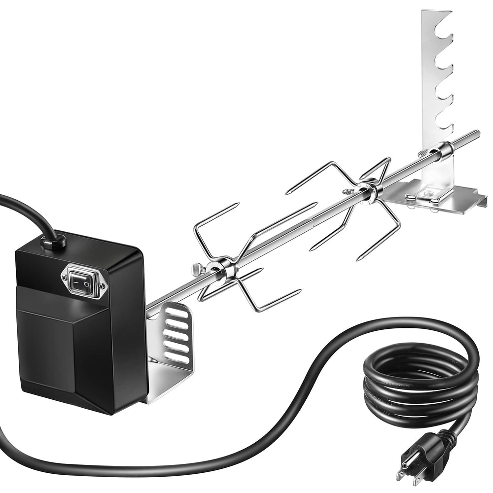 Dreyoo front view of full rotisserie kit showing included pieces and setup benefit