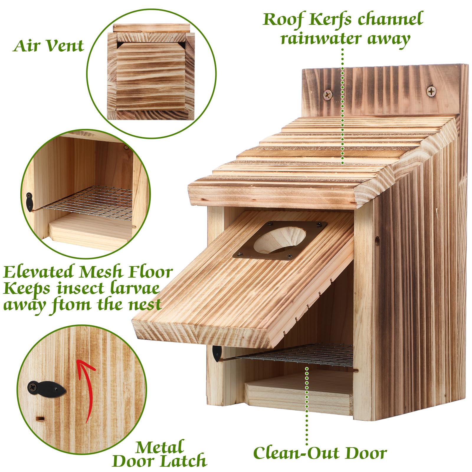 Dreyoo sloped waterproof roof detail keeping nesting box dry