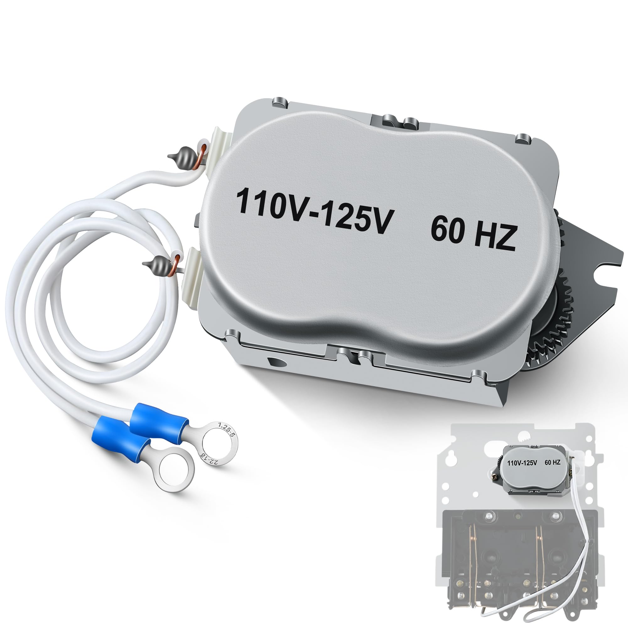 Dreyoo front view of replacement pool timer motor showing mounting and label for quick verification and fit