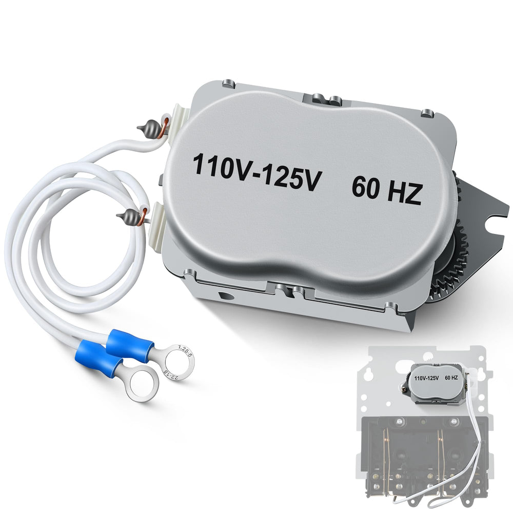 Dreyoo front view of replacement pool timer motor showing mounting and label for quick verification and fit