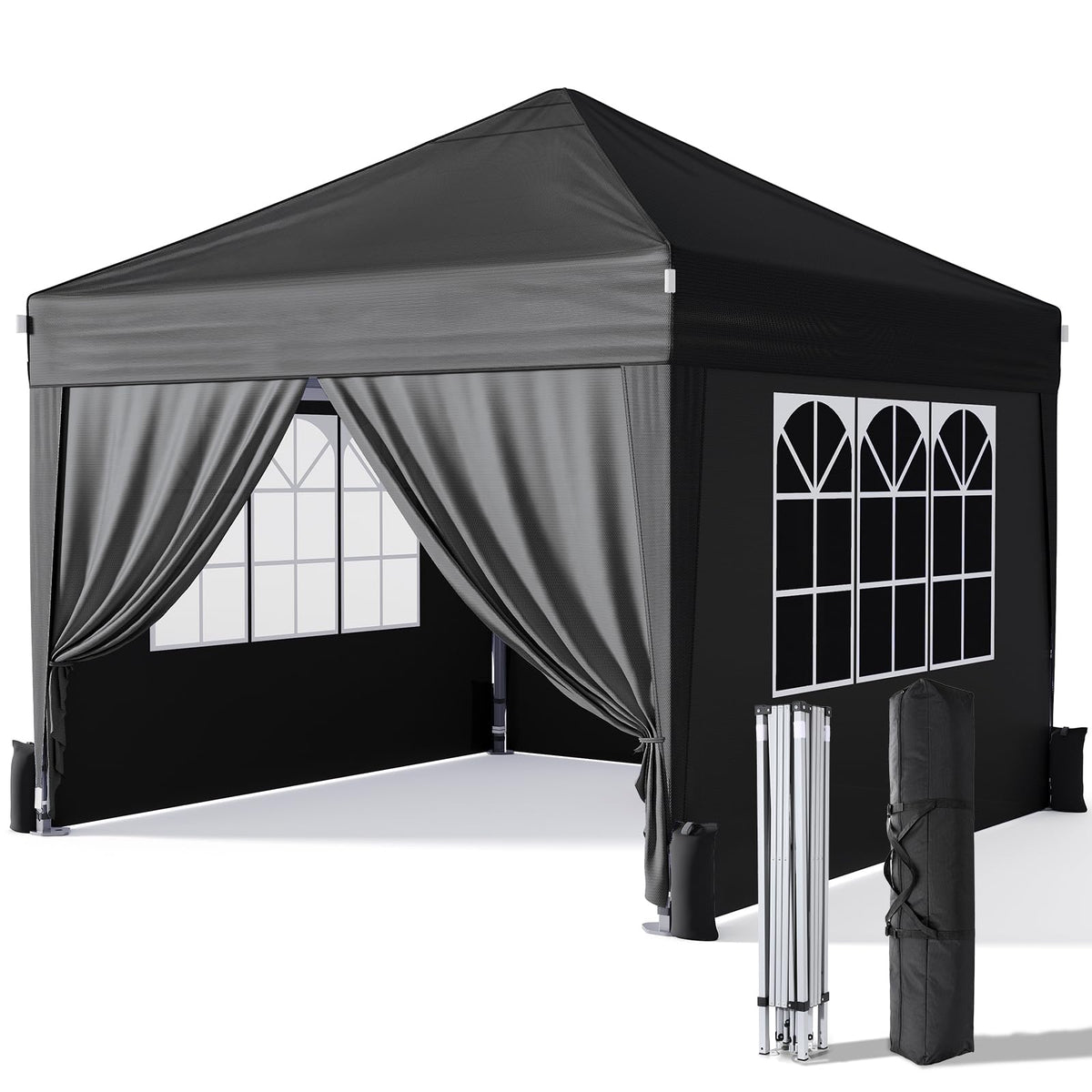 Driftalia front view of assembled canopy showing shelter and shade benefit