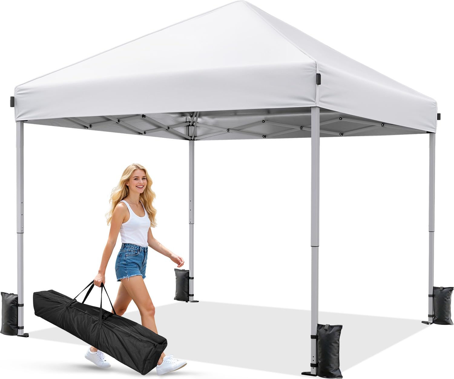 Driftalia front view canopy showing full 10x10 shade and easy shelter