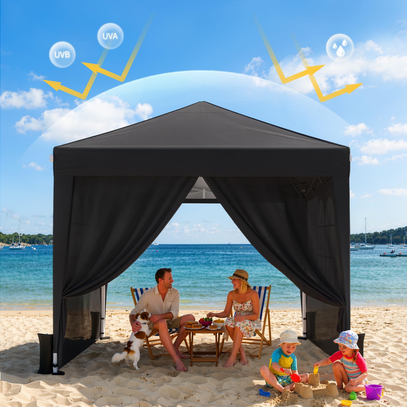 Driftalia in use at a backyard picnic showing shade and space for seating