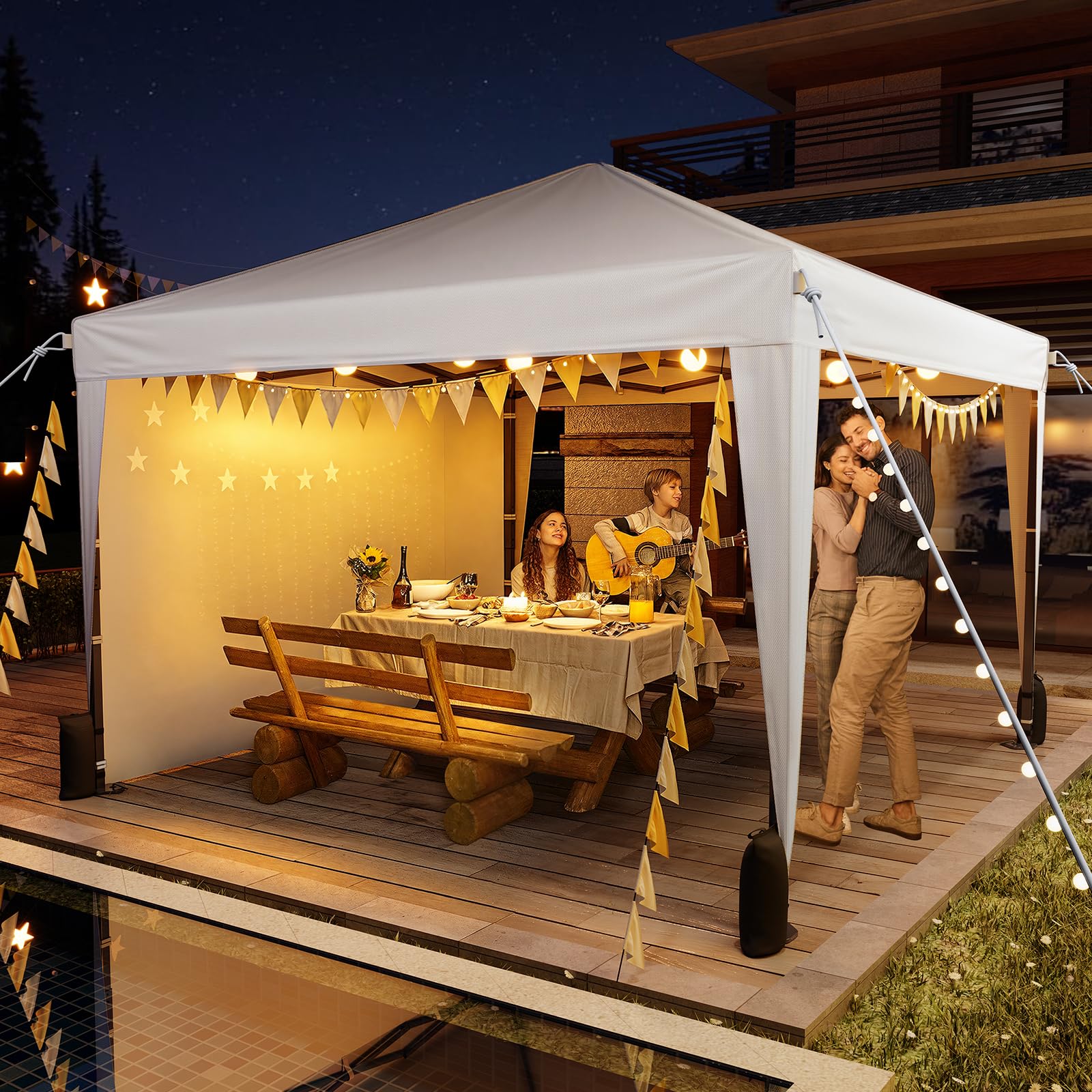 Driftalia canopy interior with table and chairs demonstrating capacity