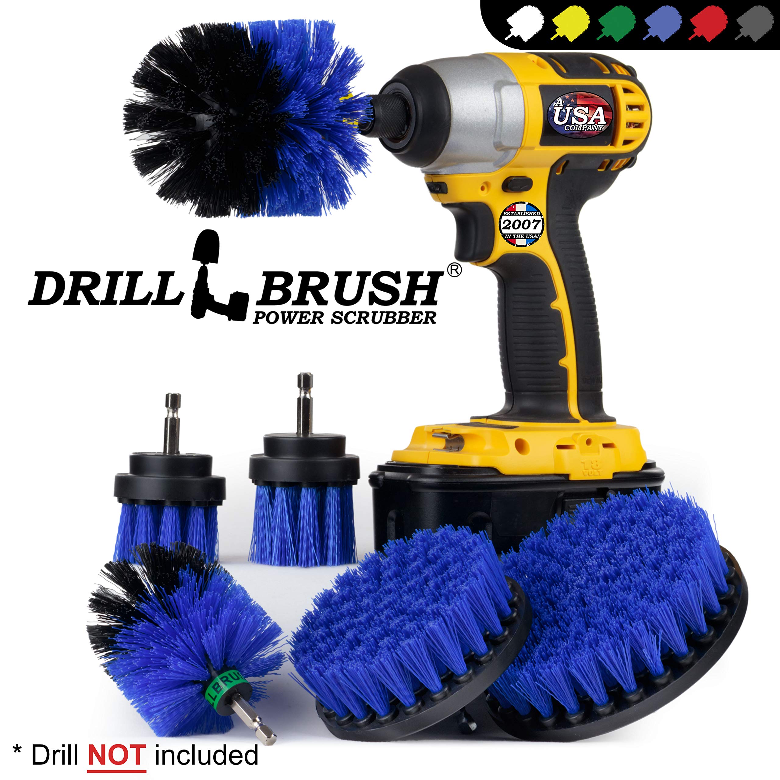 Drillbrush 2-inch short brush scrubbing a tight corner for precise stain removal