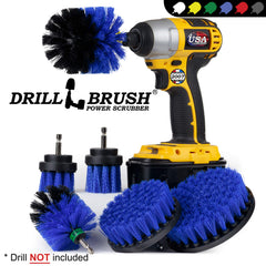 Drillbrush 2-inch short brush scrubbing a tight corner for precise stain removal