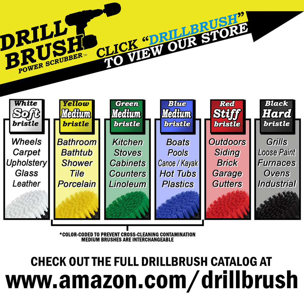 Drillbrush 4-inch brush attached to drill cleaning pool deck with visible lift