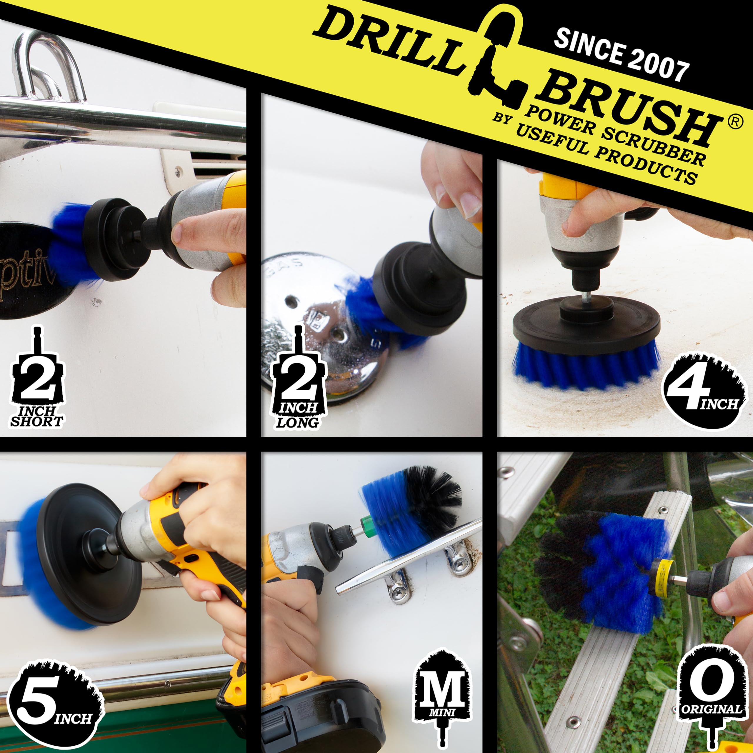 Drillbrush close-up of 5-inch bristles demonstrating durable scrubbing power