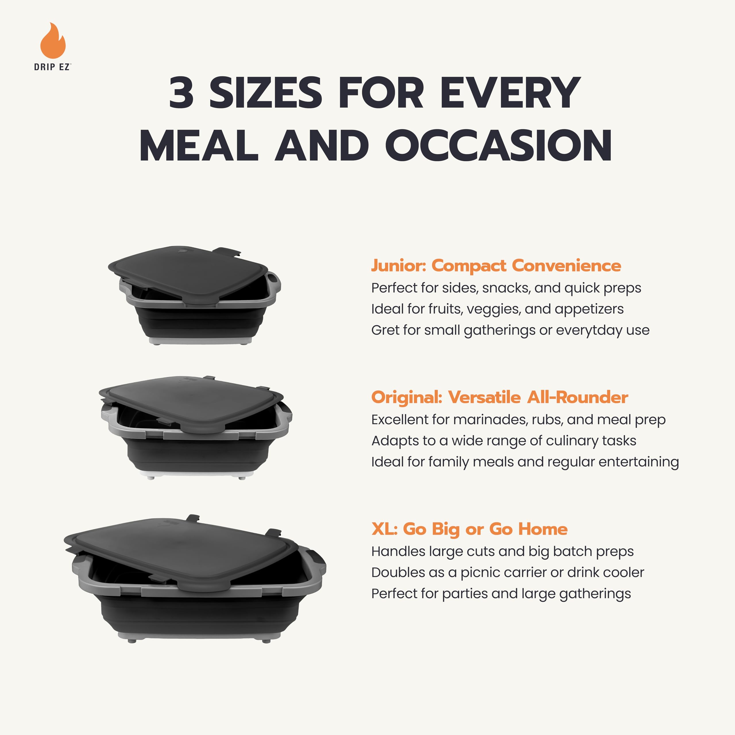Drip EZ tub in use marinating meat and vegetables for convenient one-bowl prep benefit
