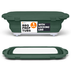 Drip EZ front view of XL tub showing green collapsible sides and rim benefit organization