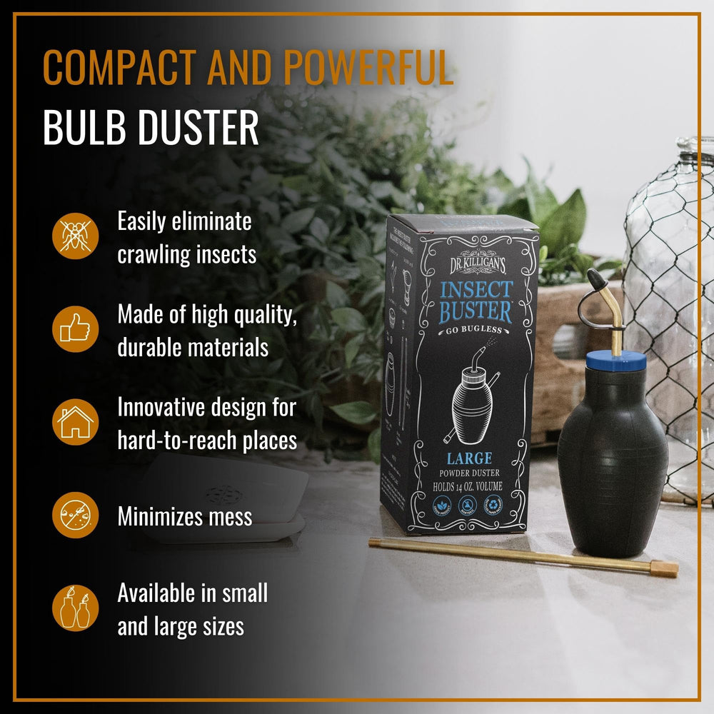 Dr. Killigan's Insect Buster funnel close-up illustrating wide-mouth fill for less mess