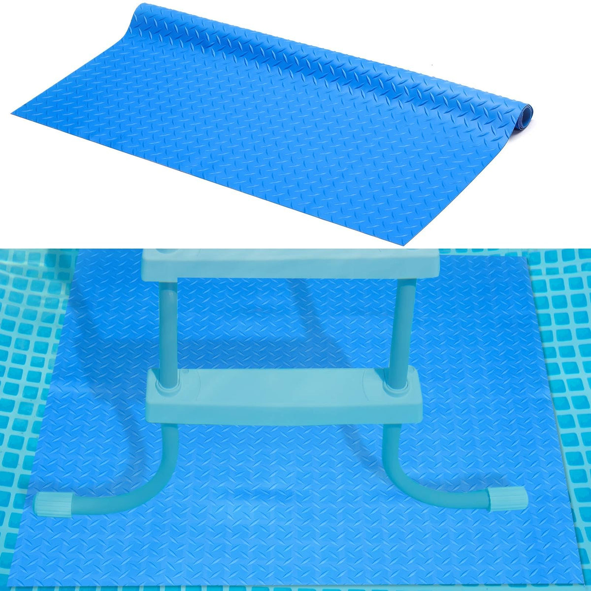 Drydiet blue ladder mat front view showing full 36x36 size and protective design