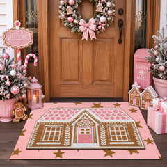Drydiet front view showing pink gingerbread welcome and festive curb appeal