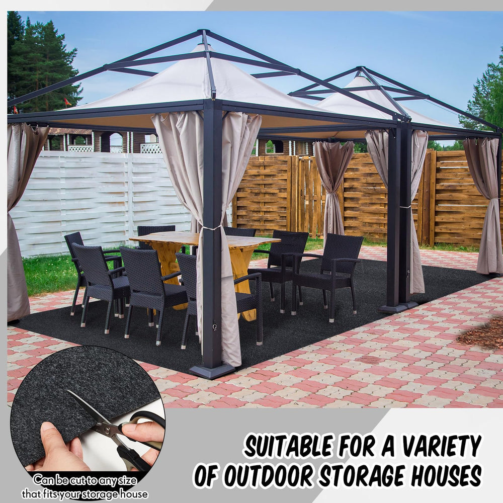 Drydiet mat set under gazebo with picnic setup for clean usable space