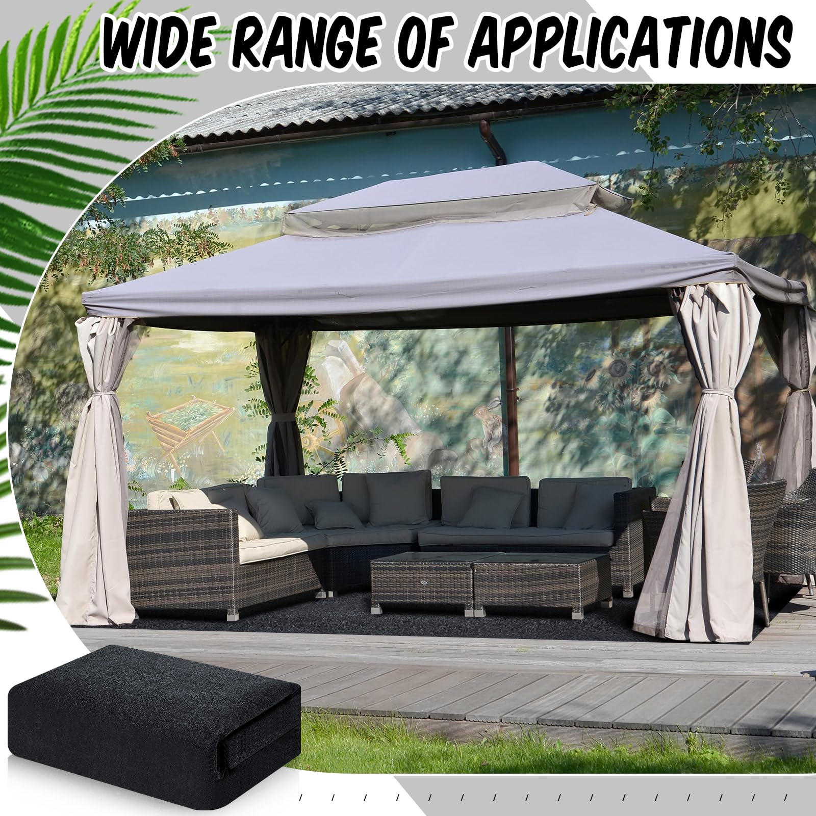 Drydiet mat in backyard BBQ scene creating tidy comfortable outdoor area