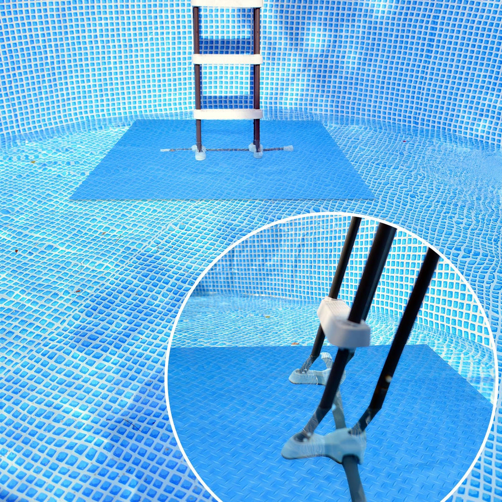 Drydiet mat in backyard pool scene showing improved entrance safety and aesthetics