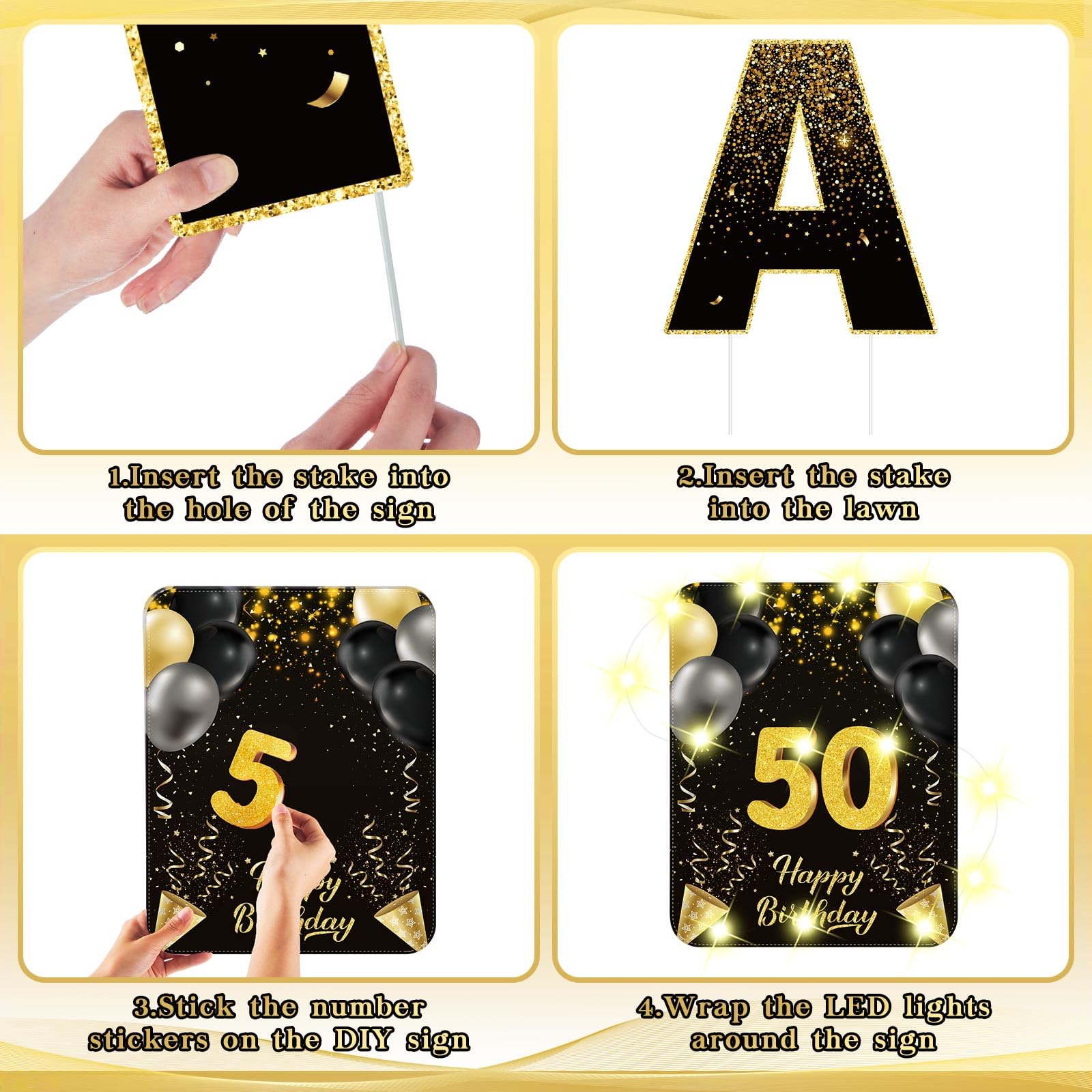 Drydiet number stickers and plastic stakes displayed for quick customization and secure install