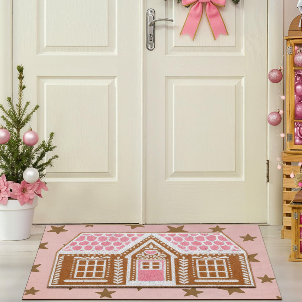Drydiet close-up of top mat gingerbread print highlighting cheerful detail