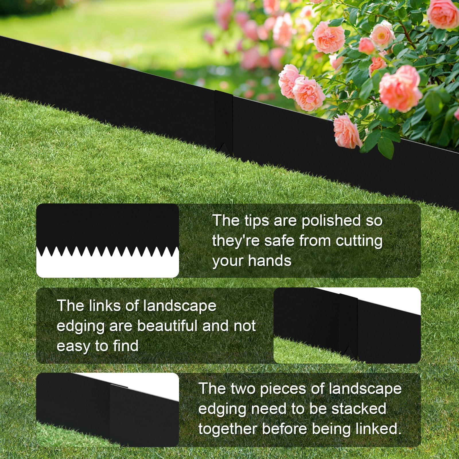 DSINBOWL curved edging around flowerbed showing flexible shaping benefit