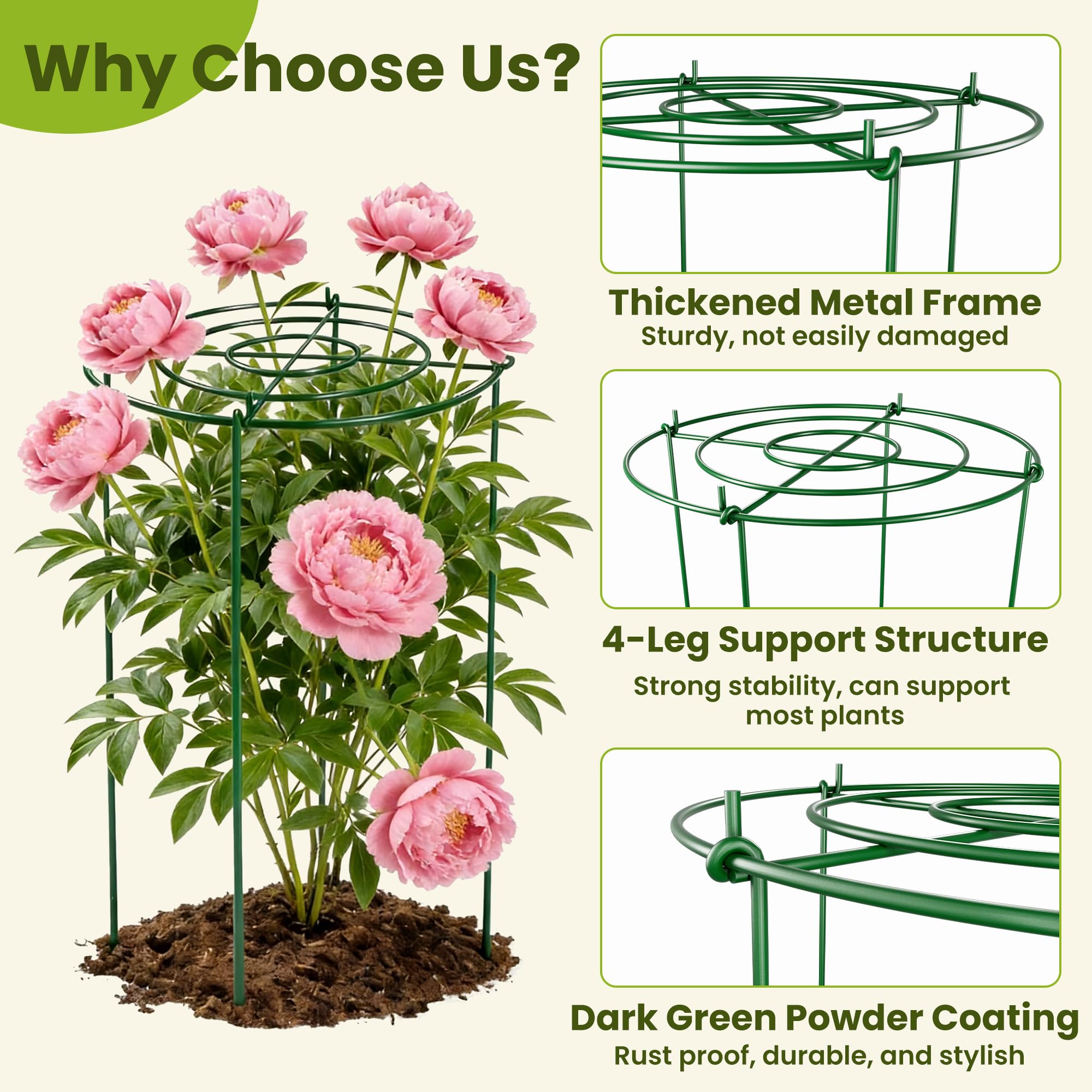 DSTANA support leg pushed into soil illustrating correct 4-inch installation for stability