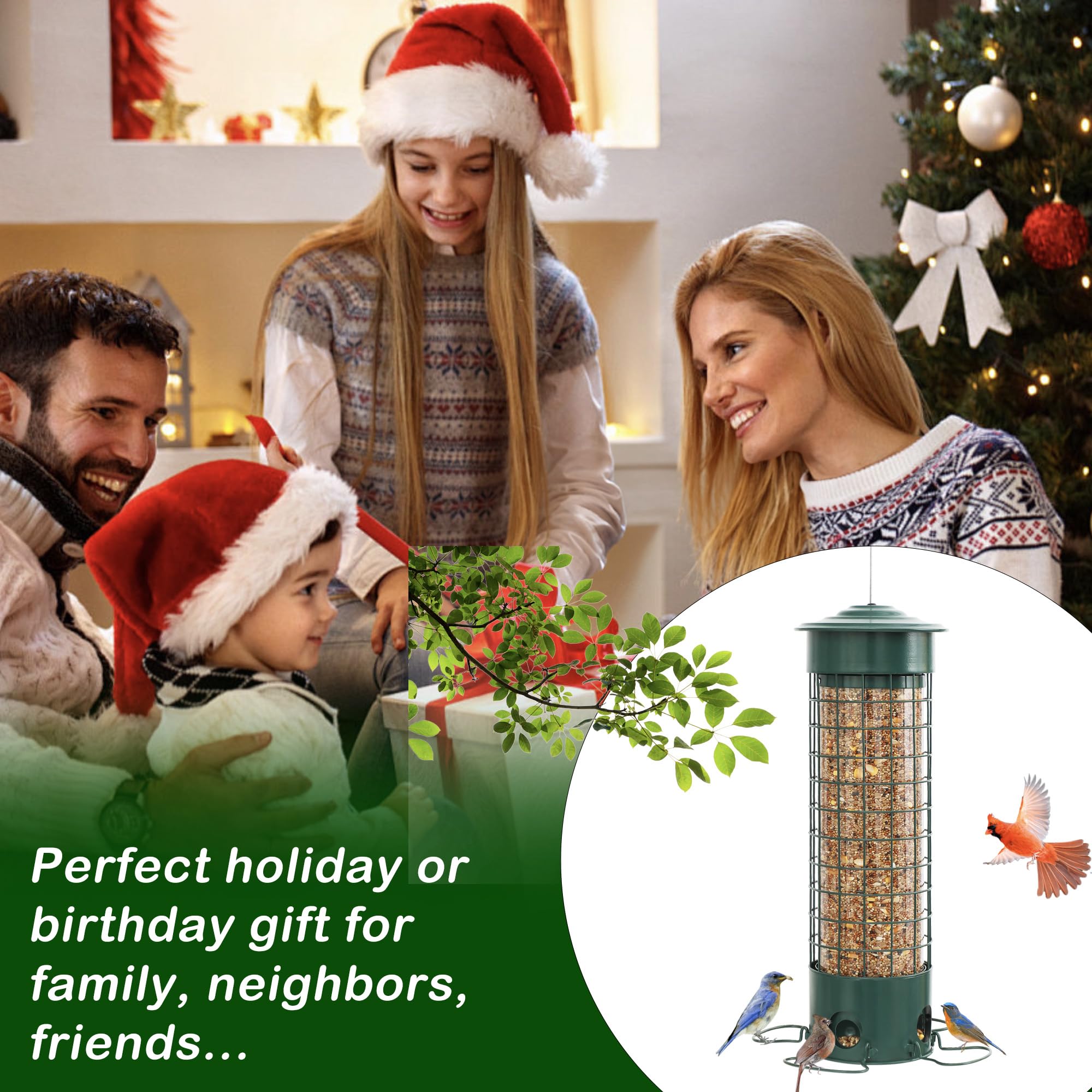 DSUMD feeder hanging in garden showing attractive placement and bird access