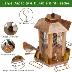 DTEPFUEN feeder hanging in garden attracting birds and beautifying outdoor space