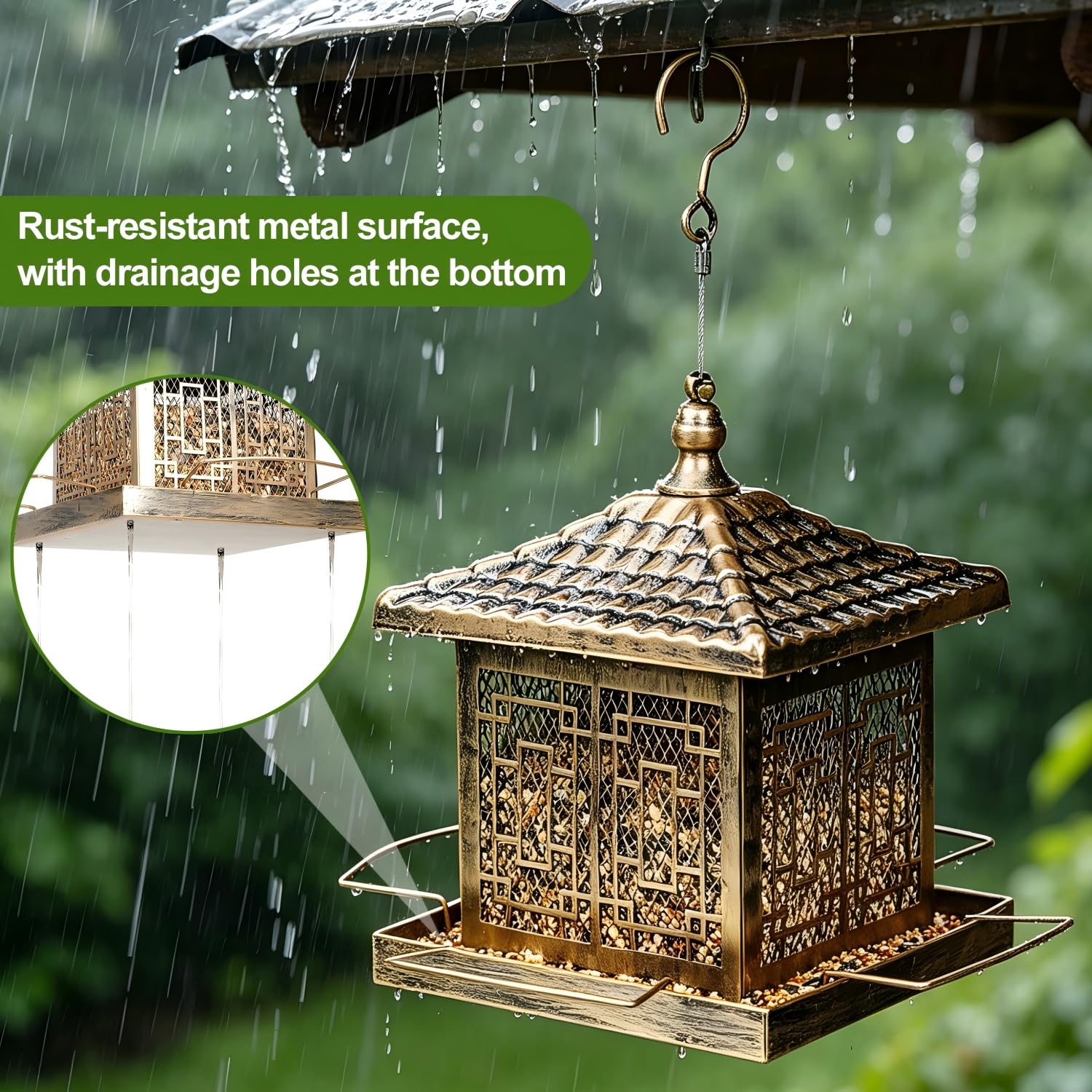 DTEPFUEN hanging in garden attracting songbirds and enhancing outdoor decor