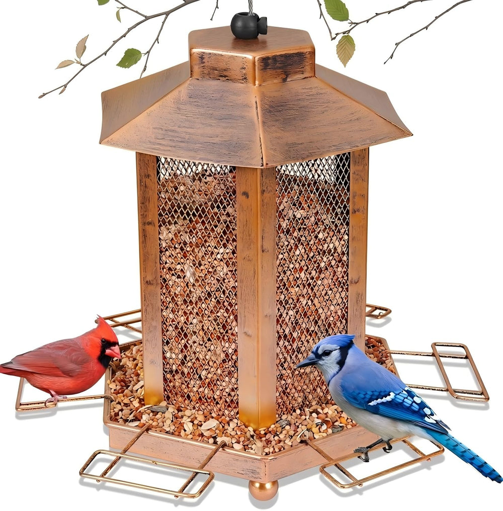 DTEPFUEN lantern-shaped feeder front view showing decorative finish and easy hanging