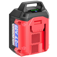DTK 60V battery front view showing connector and compact profile benefit quick swaps