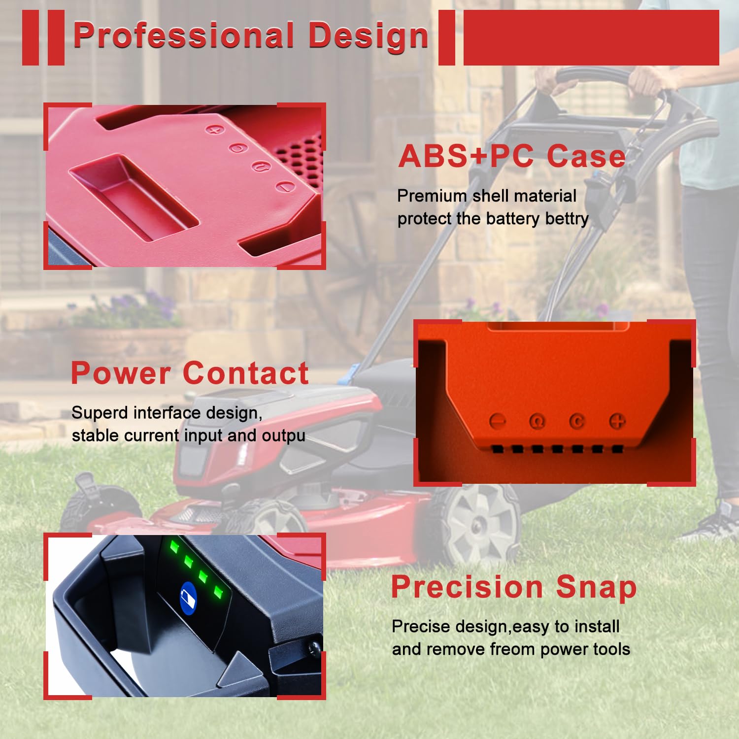 DTK 60V battery mounted in a cordless trimmer demonstrating easy installation and power