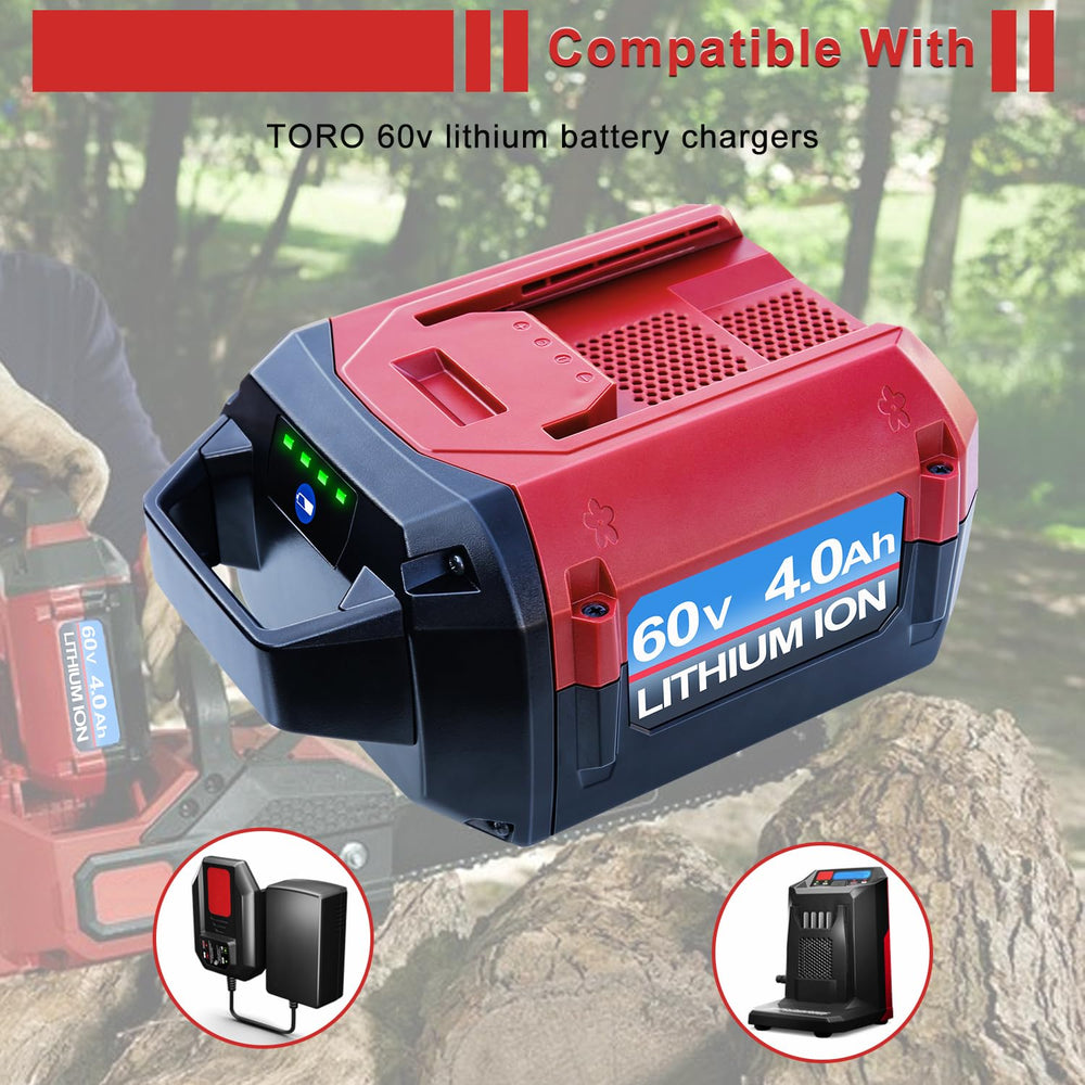 DTK 60V battery held in hand for size comparison conveying portable, lightweight benefit