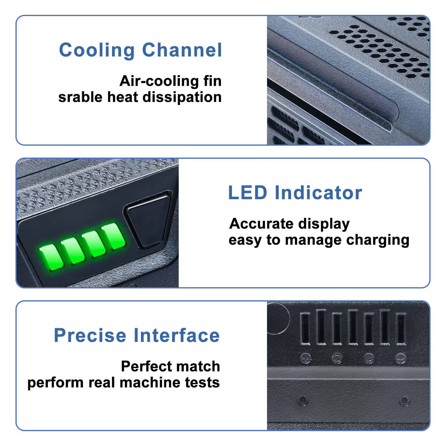 DTK 4-LED gauge lit showing easy charge-level monitoring benefit
