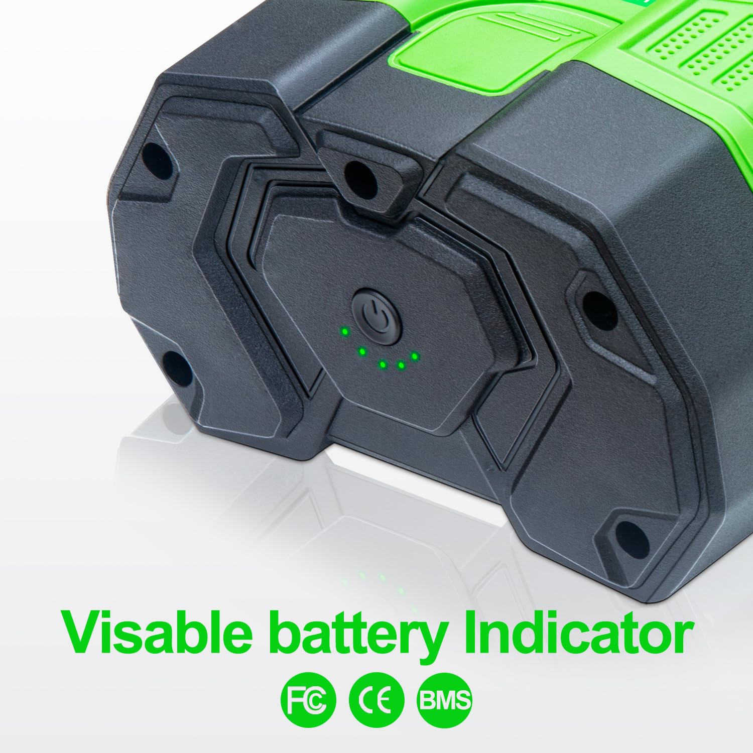 DTK batteries installed in leaf blower showing longer runtime benefit