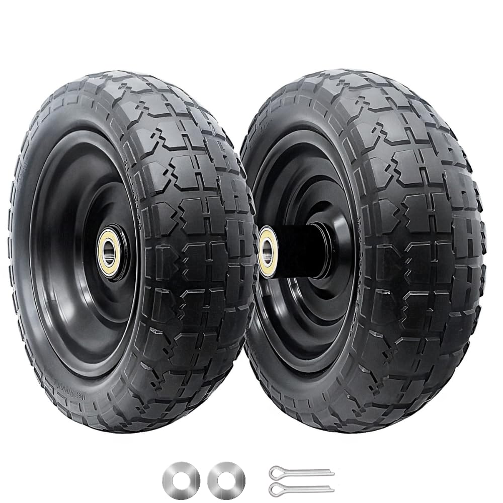 Dualso front view of packaged wheel pair showing durable flat-free benefit