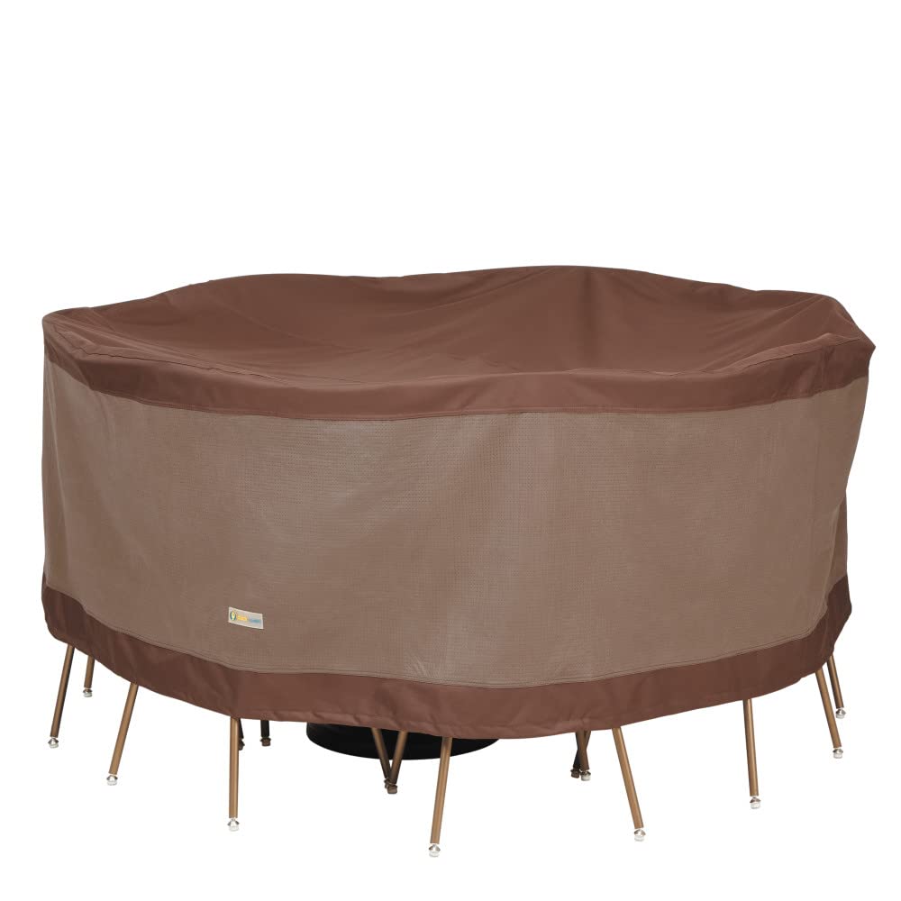 Duck Covers front view showing full table and six chairs protection benefit