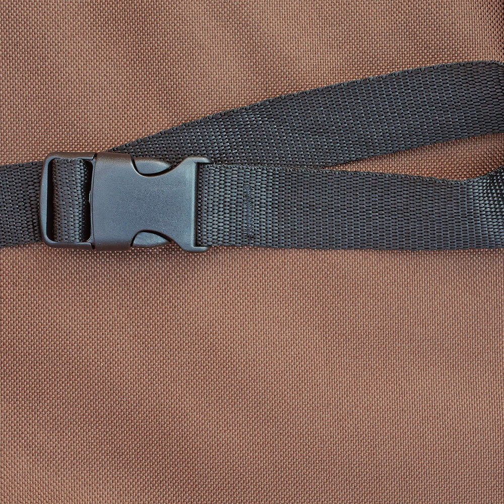 Duck Covers folded in storage with warranty tag for easy offseason keeping
